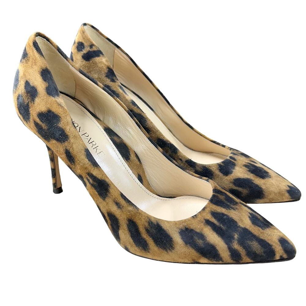 Marion Parke Toscana Leopard Print Stiletto Pointed Toe Heels Size 35 US 5 NWOB